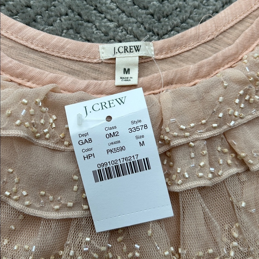 J.Crew Beaded Ruffle Tank Top Blush Pink Size M - Picture 2 of 9